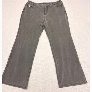 Quacker Factory Dream Jeannes Womens 18w Denim Sequin Heart Stretch Casual